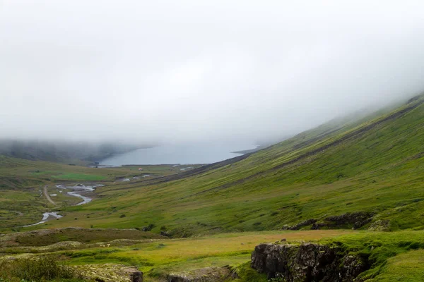 Krajobraz Wiejski Mjoifjordur Wschodnia Islandia Widok Islandii — Zdjęcie stockowe