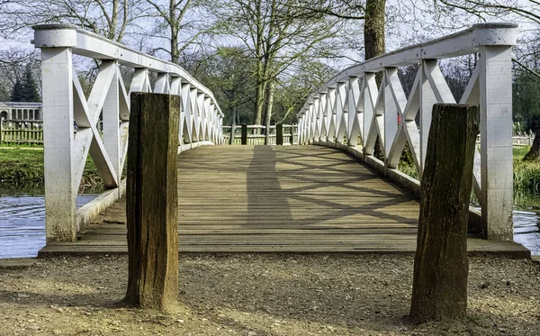 Ponte Carvalho Madeira Sobre Lago Octagon Stowe Buckinghamshire Reino Unido — Fotografia de Stock