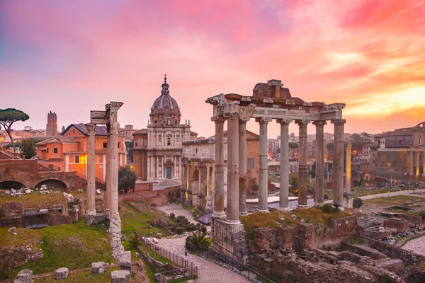 Antike Ruinen Eines Römischen Forums Oder Foro Romano Bei Sonnenaufgang — Stockfoto
