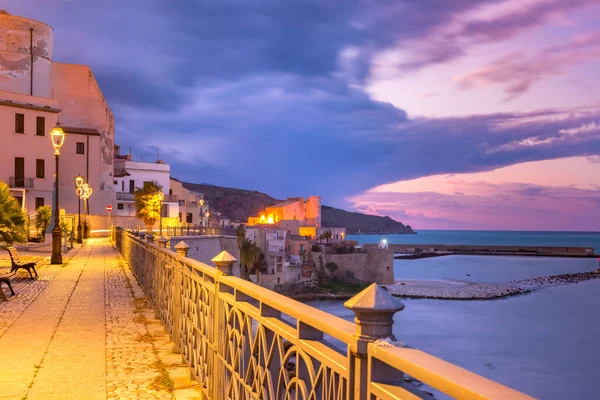 Güzel Görünümü Cala Marina Içinde Kıyı Kenti Castellammare Del Golfo — Stok fotoğraf