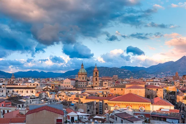 Schöne Panorama Luftaufnahme Von Palermo Mit Der Gesu Kirche Und — Stockfoto