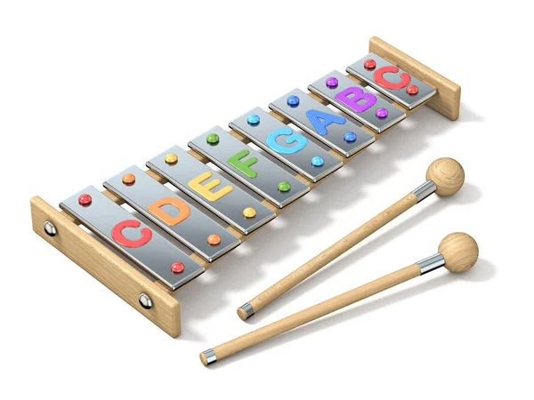 Colorful Eight Note One Octave Xylophone Render Illustration Isolated White — Stock Photo, Image