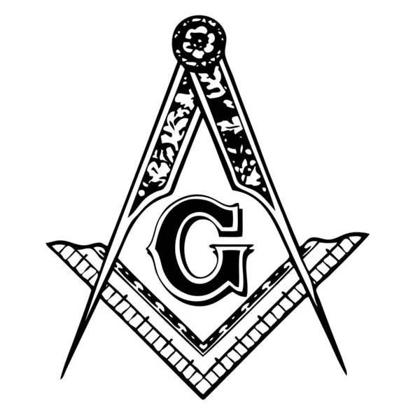 Square Compass Masonic Occultism Black White Sacred Society Knowledge Illustration — Stock Photo, Image