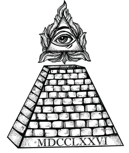 Μάτι Της Πρόνοιας Illuminati Αποκρυφισμός Freemasonry Τρίγωνο Εικονογράφηση — Φωτογραφία Αρχείου