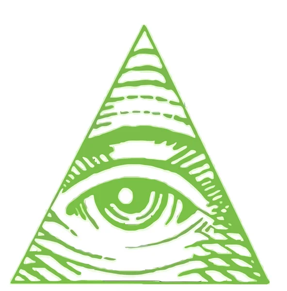 Auge Der Vorsehung Illuminati Freimaurerdreieck Grüne Abbildung — Stockfoto