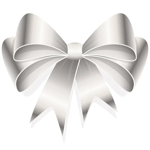 Eps Διανυσματική Απεικόνιση Του Ασημί Κορδέλα Τόξο Απομονωμένο Λευκό Φόντο — Φωτογραφία Αρχείου