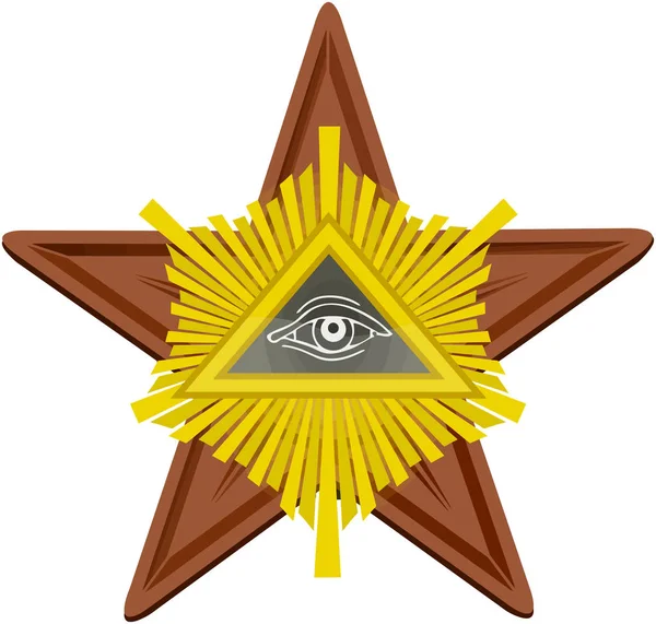 Pentagramm Satan Okkultes Teufelsauge Der Vorsehung Illuminati Freimaurerei Heidentum Illustration — Stockfoto