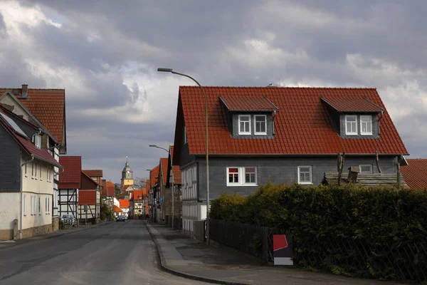 Villaggio Herleshausen Con Chiesa Del Castello — Foto Stock