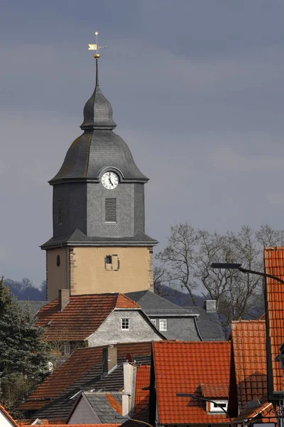 Villaggio Herleshausen Con Chiesa Del Castello — Foto Stock