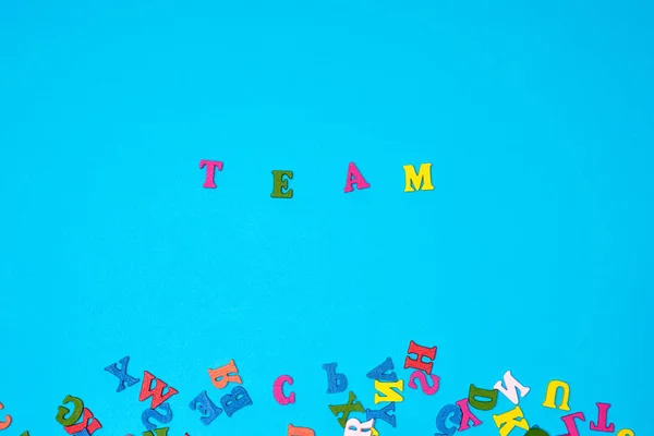 Word Team Multi Colored Letters Blue Background Concept Recruitment — Stock Photo, Image