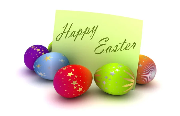 Happy Easter Note White Background — Stock Photo, Image