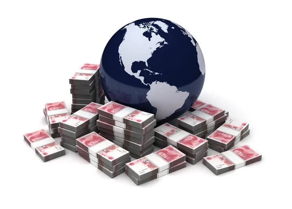 Global Business Met Chinese Yuan Geïsoleerd Witte Achtergrond — Stockfoto