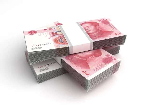 Pila Yuan Chino Aislado Sobre Fondo Blanco —  Fotos de Stock