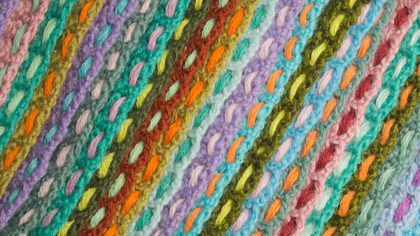 Handmade Knitting Wool Texture Background Closeup Needlework — Stock Photo, Image