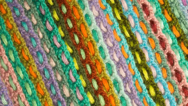 Handmade Knitting Wool Texture Background Closeup Needlework — Stock Photo, Image