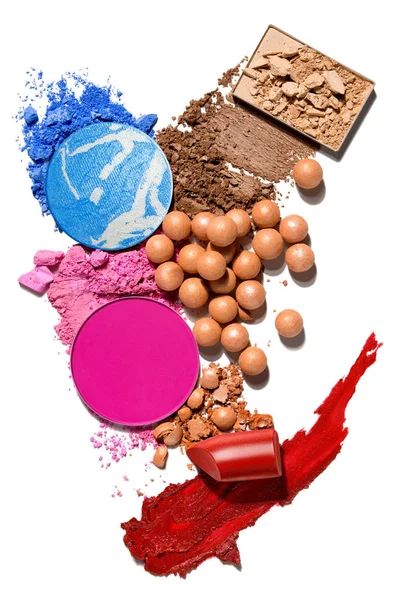 Koncepcja Kreatywnych Zdjęć Kosmetyków Próbki Uroda Produktów Szminki Róż Policzków — Zdjęcie stockowe