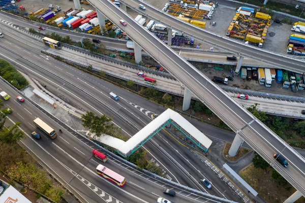 Kwai Tsing Hong Kong February 2019 Top View Traffic Hong — Stock Photo, Image