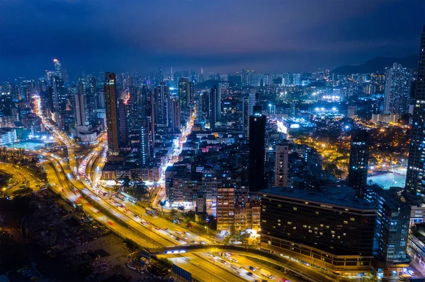 Коулун Гонконг Февраля 2019 Года Гонконг Ночью — стоковое фото