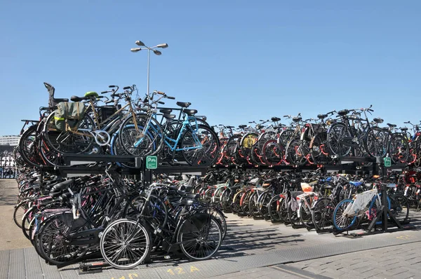 Парковка Велосипедов Амстердаме — стоковое фото
