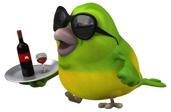 緑の鳥 3Dイラスト — ストック写真