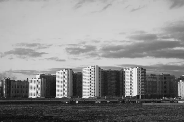 Paesaggio Urbano Con Edifici Bianco Nero — Foto Stock