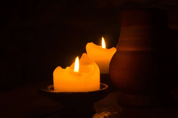 Burning Candle Dark — Stock Photo, Image