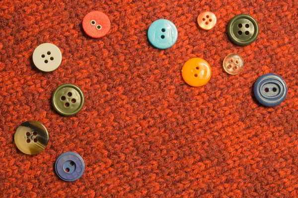 Verschiedene Nähknöpfe Auf Textilem Hintergrund Kopierraum — Stockfoto