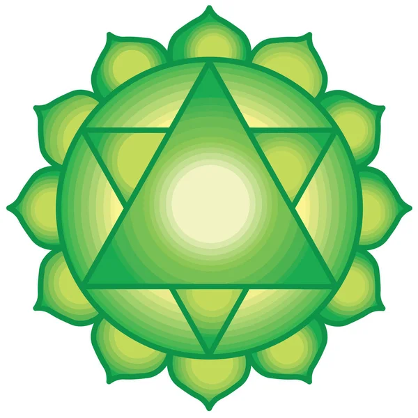 Chakra Spirituale Energia Cuore Verde Amore Meditazione Yoga Indù Illustrazione — Foto Stock