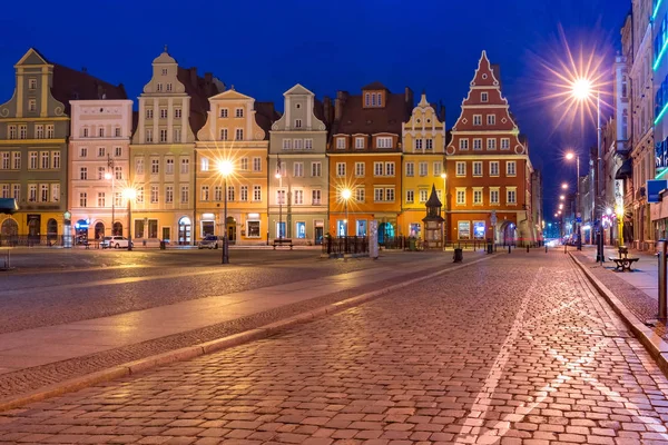 Barevné Tenky Tržišti Během Ranní Modré Hodiny Starém Městě Wroclaw — Stock fotografie