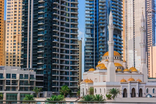 Arquitetura Residencial Moderna Dubai Marina Mohammed Bin Ahmed Almulla Mesquita — Fotografia de Stock
