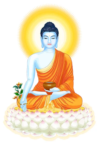 Gautama Buddha Ιερή Σοφία Ειρήνης Διαλογισμό Φωτισμένη Θέση Εικονογράφηση — Φωτογραφία Αρχείου