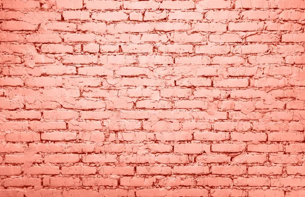 Coral Color Toned Painted Grunge Vintage Retro Style Brick Wall — Stock Photo, Image