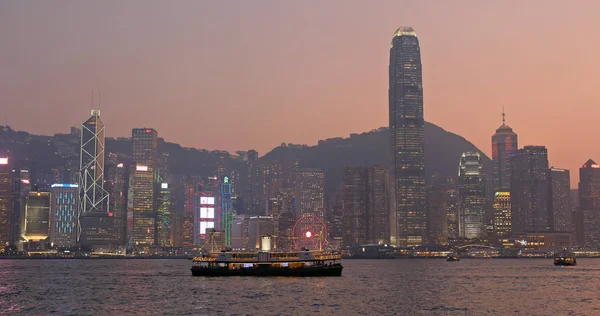 Victoria Harbor Hongkong Mars 2019 Solnedgång Hongkong — Stockfoto