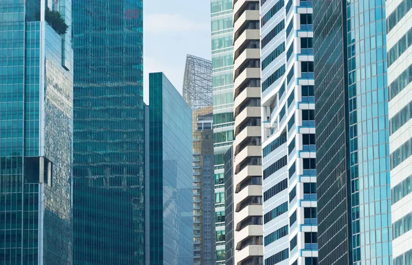 Сингапурская Архитектура Городской Пейзаж Небоскребами Стеклянные Фасады Бизнес Финансы Мегаполиса — стоковое фото