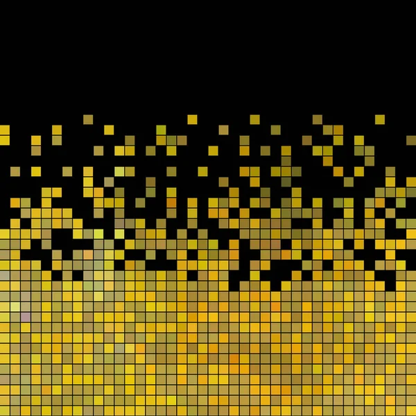 Abstrakcyjna Kwadratowa Mozaika Pikselowa Tło Żółty Czarnym Tle — Zdjęcie stockowe