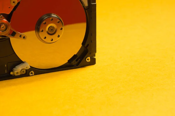 Colorful hdd. open hard disk drive. the concept of data storage. data array. hard drive from the computer. copy space