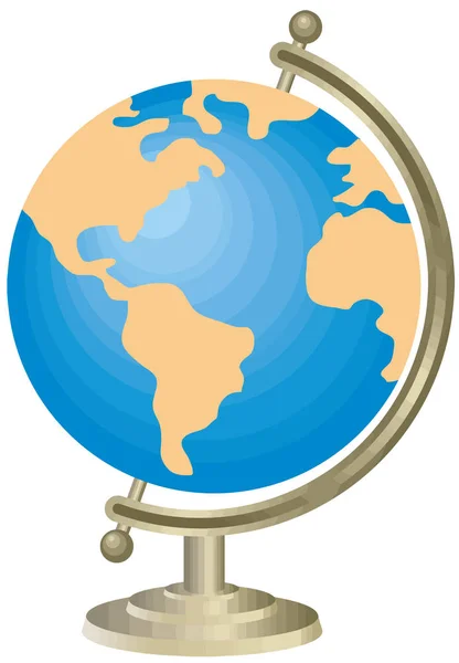 Planeta Terra Mundo Global Esfera Azul Metálico Suporte Ilustração — Fotografia de Stock