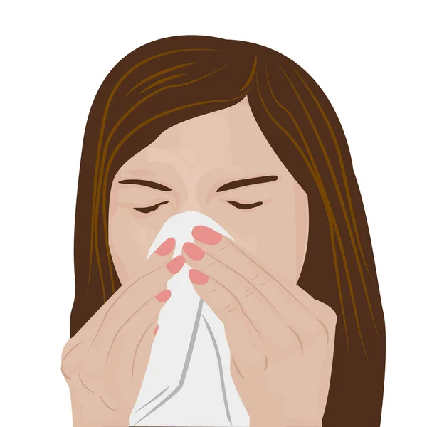 Γυναίκα Γρίπη Ψυχρώ Γρίπη Αλλεργία Φτάρνισμα Και Αίσθημα Αδιαθεσίας Διανυσματική — Φωτογραφία Αρχείου