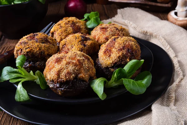 Stuffed Minced Meat Baked Champignons — Stock Photo, Image