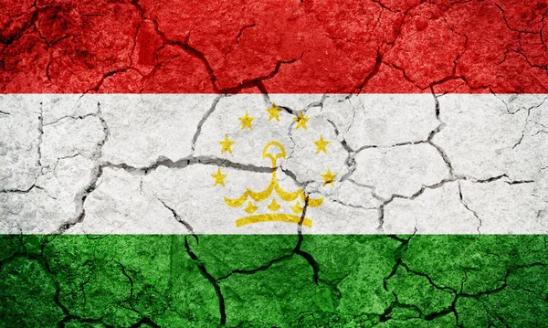 Republic Tajikistan Flag Dry Earth Ground Texture Background — Stock Photo, Image