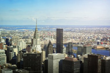 panoramic view of the northeastern side of New York on a sunny day. City and city life concept. Architecture clipart