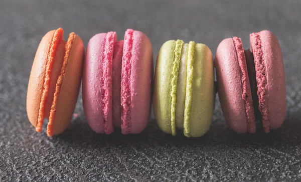 Colorful Macarons Dark Background — Stock Photo, Image