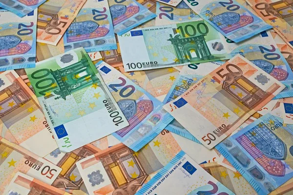 Montón Diferentes Billetes Euros — Foto de Stock