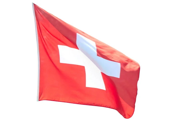 Bandera Del Estado Suiza Sobre Fondo Blanco Aislado —  Fotos de Stock