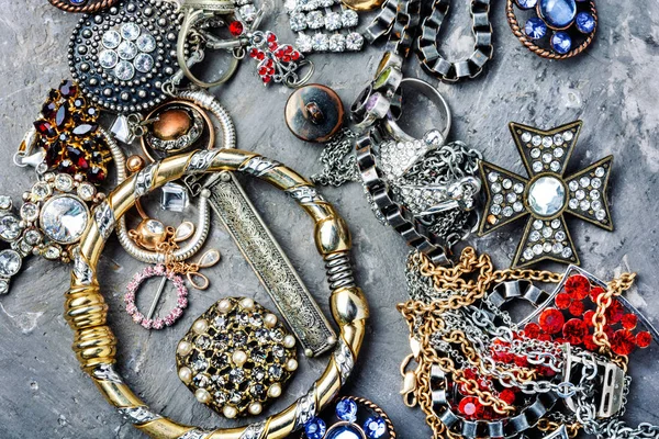 Mix Van Mooie Juwelen Verzameling Van Bijouterie Mode Juwelen Sieraden — Stockfoto