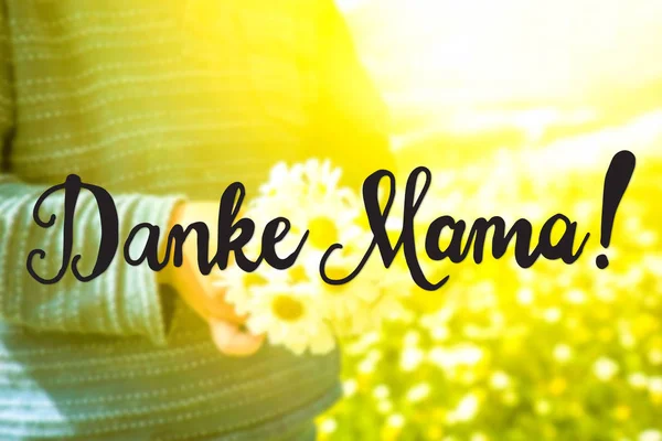 Caligrafía Alemana Danke Mama Significa Gracias Mamá Lindo Niño Está —  Fotos de Stock