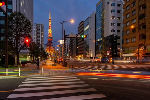 Tokyo Tower Tokyo Siluetinin City Scape Monato Koğuş Ile Alacakaranlıkta — Stok fotoğraf