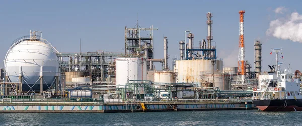 Stabilimento Panorama Chemical Factory Con Stoccaggio Del Gas Struttura Gasdotto — Foto Stock