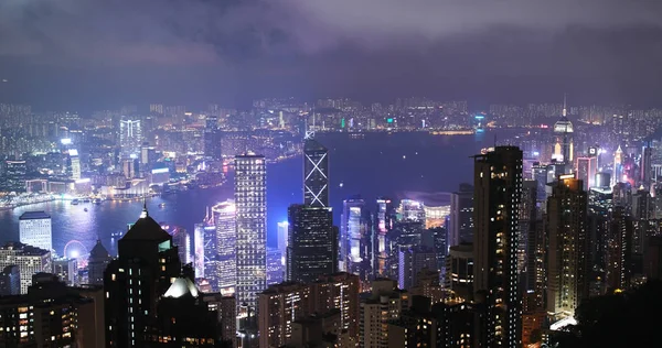 Victoria Peak Hong Kong Novembre 2018 Skyline Hong Kong Notte — Foto Stock