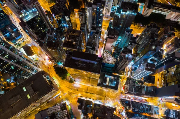 Causeway Bay Hongkong Februari 2019 Ovanifrån Hongkongs Affärsdistrikt Natten — Stockfoto